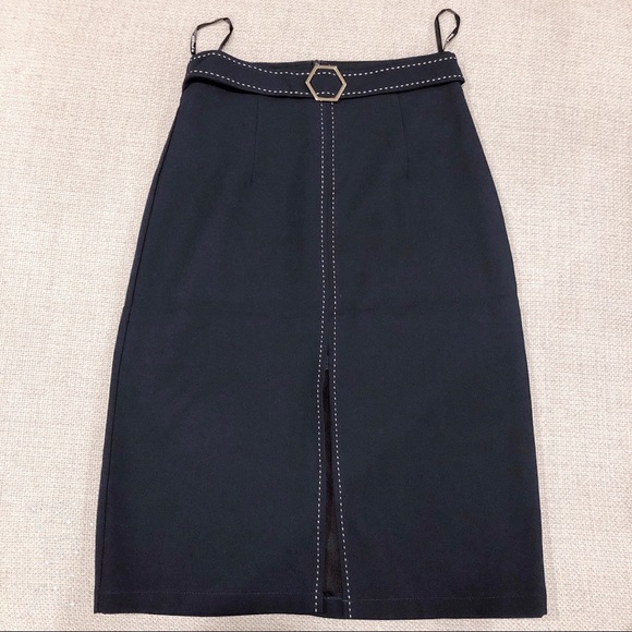 Elegant Japanese Style Skirt. Navy A-shape pro - Picture 1 of 6